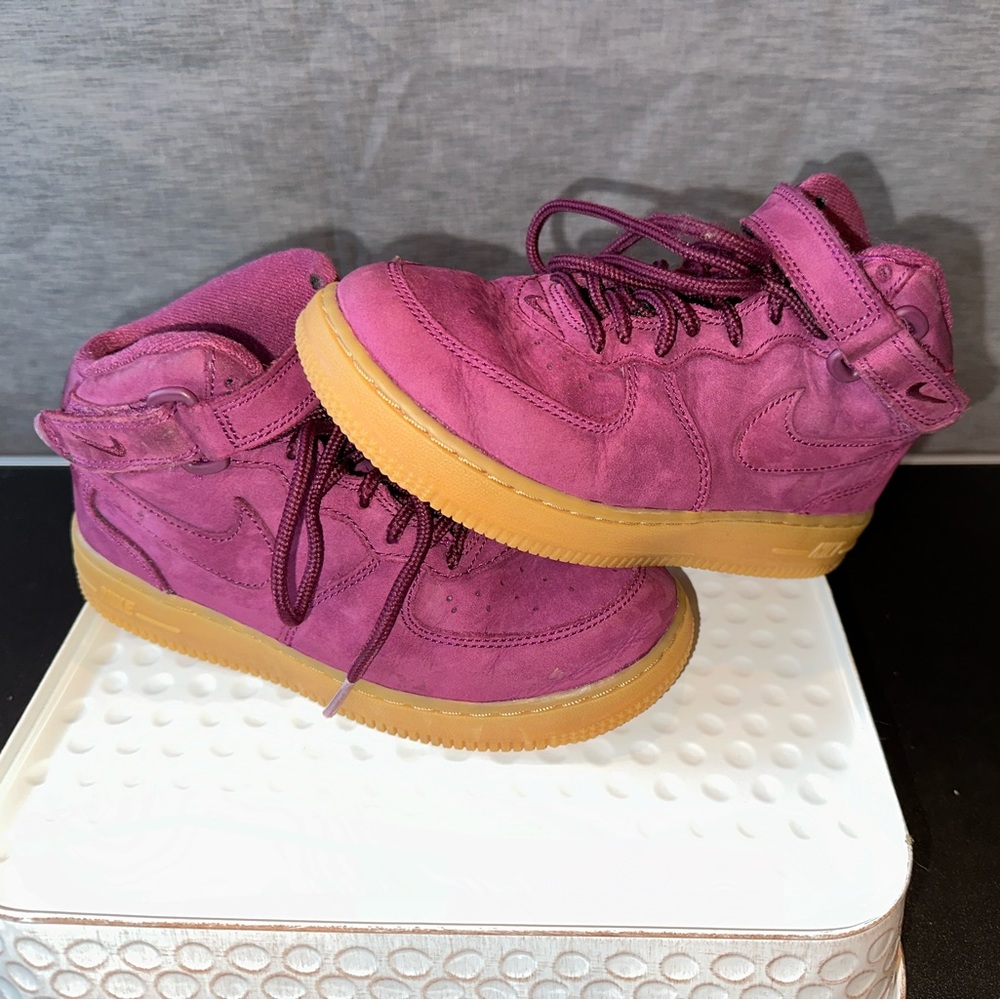 RARE NIKE AIR FORCE 1 MID BORDEAUX-LIL KIDS-EXCELLENT-SIZE 2Y